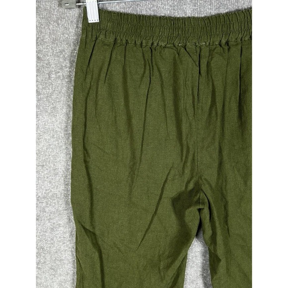 Coldwater Creek Linen Rayon Pull On Cropped Pants Womens XS 4-6 Green Pockets - Picture 11 of 16